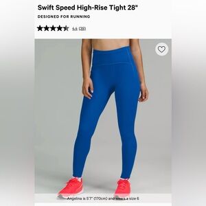 lululemon athletica Swift Speed leggings size 14💙 25 inch inseam